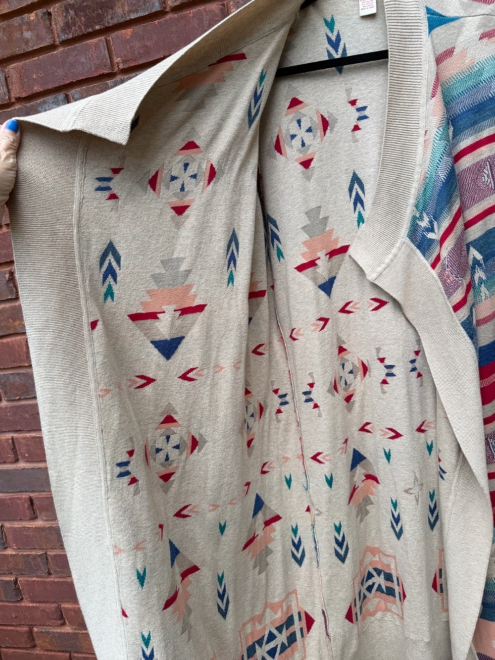 Sundance Duster Sweater Southwestern Ranch Style Long Cardigan Aztec RL Large - Picture 4 of 4